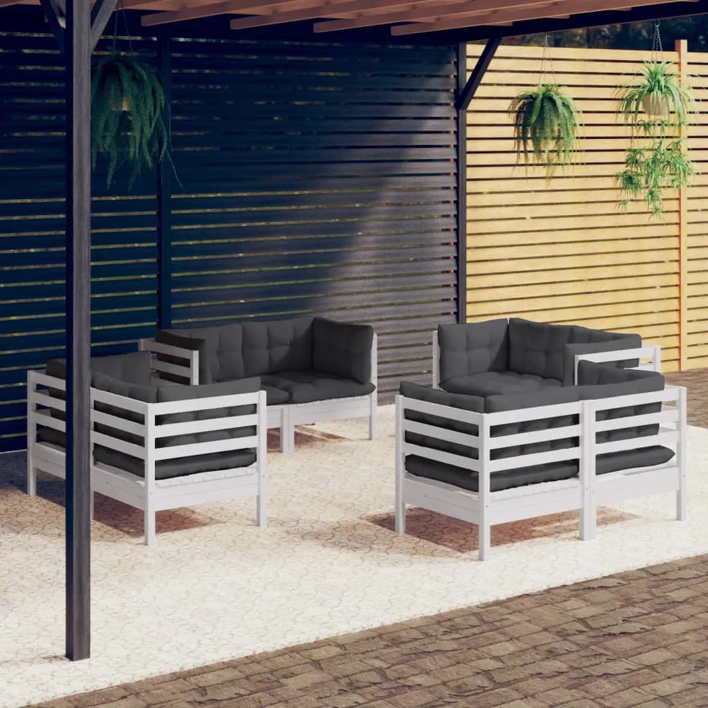 vidaXL Set Divani da Giardino 8 pz e Cuscini Antracite Legno di Pino