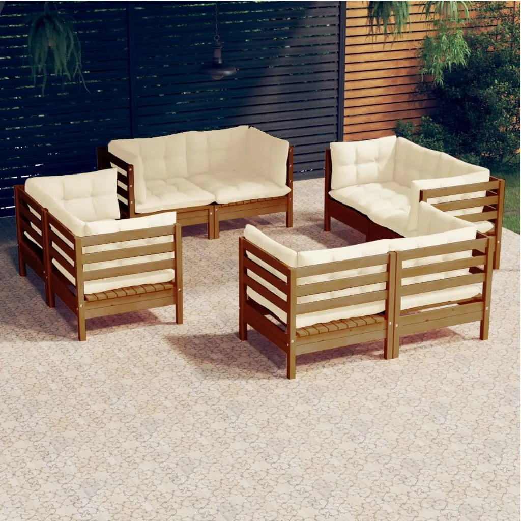 vidaXL Set Divani da Giardino 8 pz con Cuscini Crema in Legno di Pino