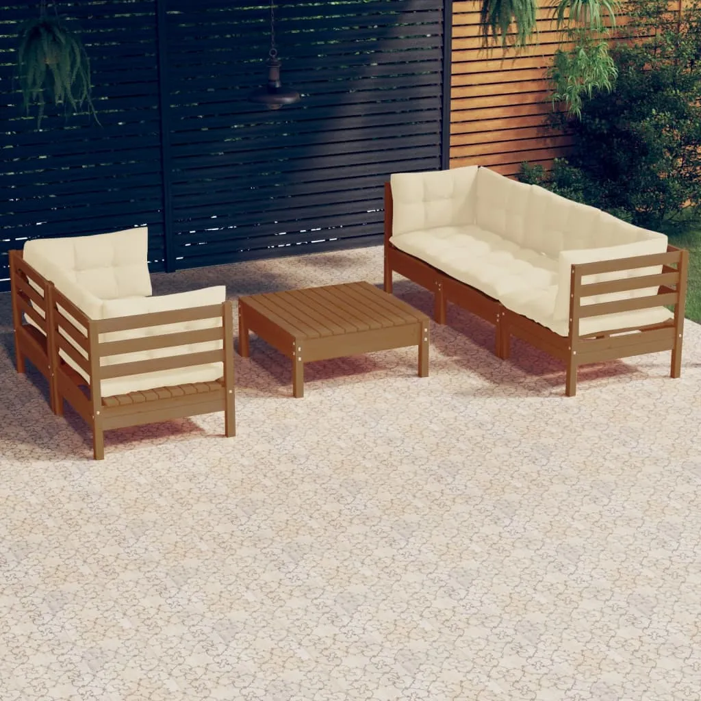 vidaXL Set Divani da Giardino 6 pz con Cuscini Crema in Legno di Pino