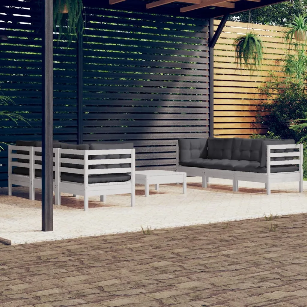 vidaXL Set Divani da Giardino 7 pz con Cuscini Antracite Legno di Pino