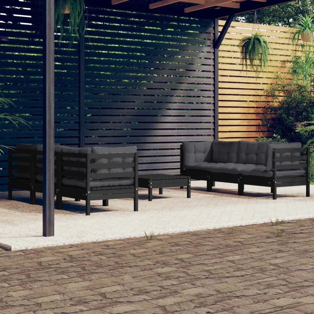 vidaXL Set Divani da Giardino 7 pz con Cuscini Antracite Legno di Pino