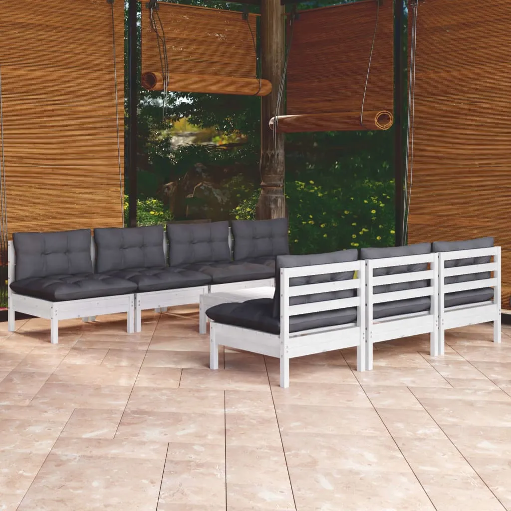 vidaXL Set Divani da Giardino 8 pz con Cuscini Antracite Legno di Pino