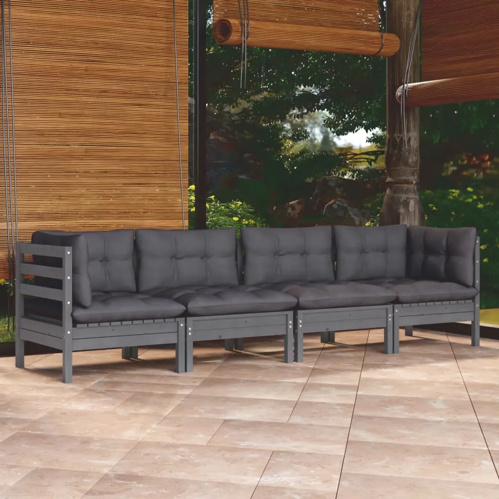 vidaXL Set Divani da Giardino 4 pz con Cuscini Legno Massello di Pino