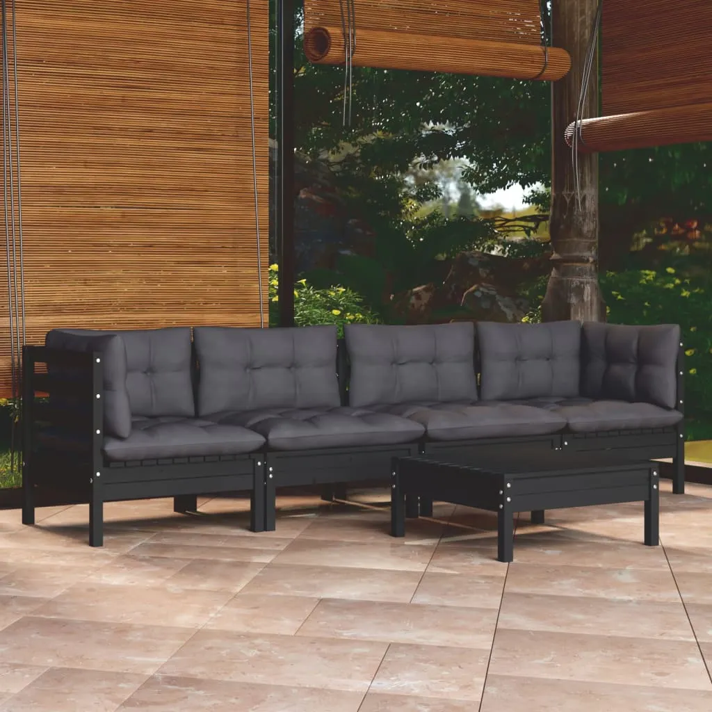 vidaXL Set Divani da Giardino 5 pz con Cuscini Legno Massello di Pino