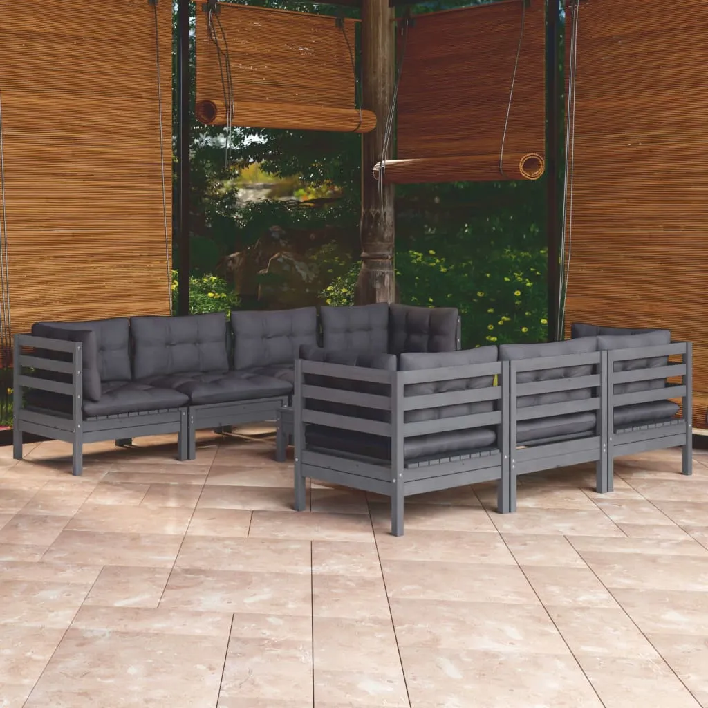 vidaXL Set Divani da Giardino 8 pz con Cuscini Legno Massello di Pino