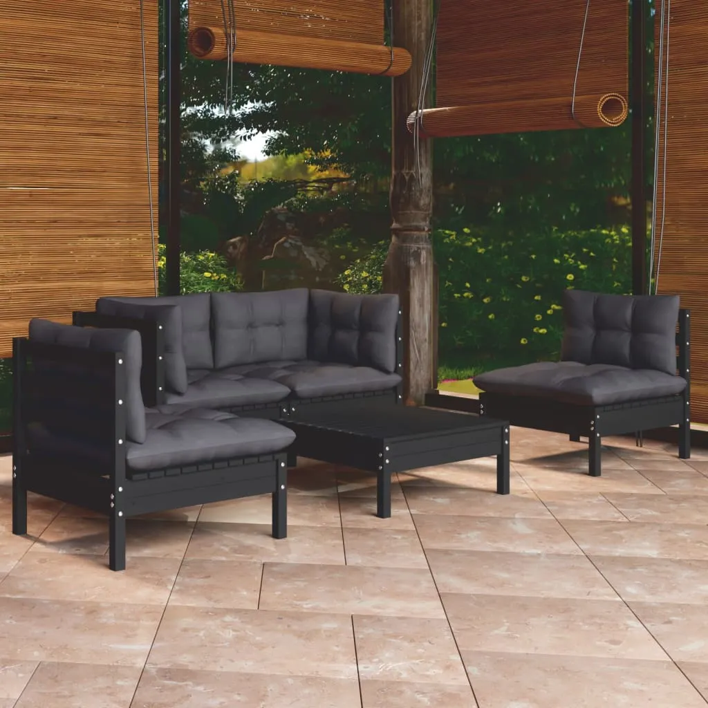 vidaXL Set Divani da Giardino 5 pz con Cuscini Legno Massello di Pino