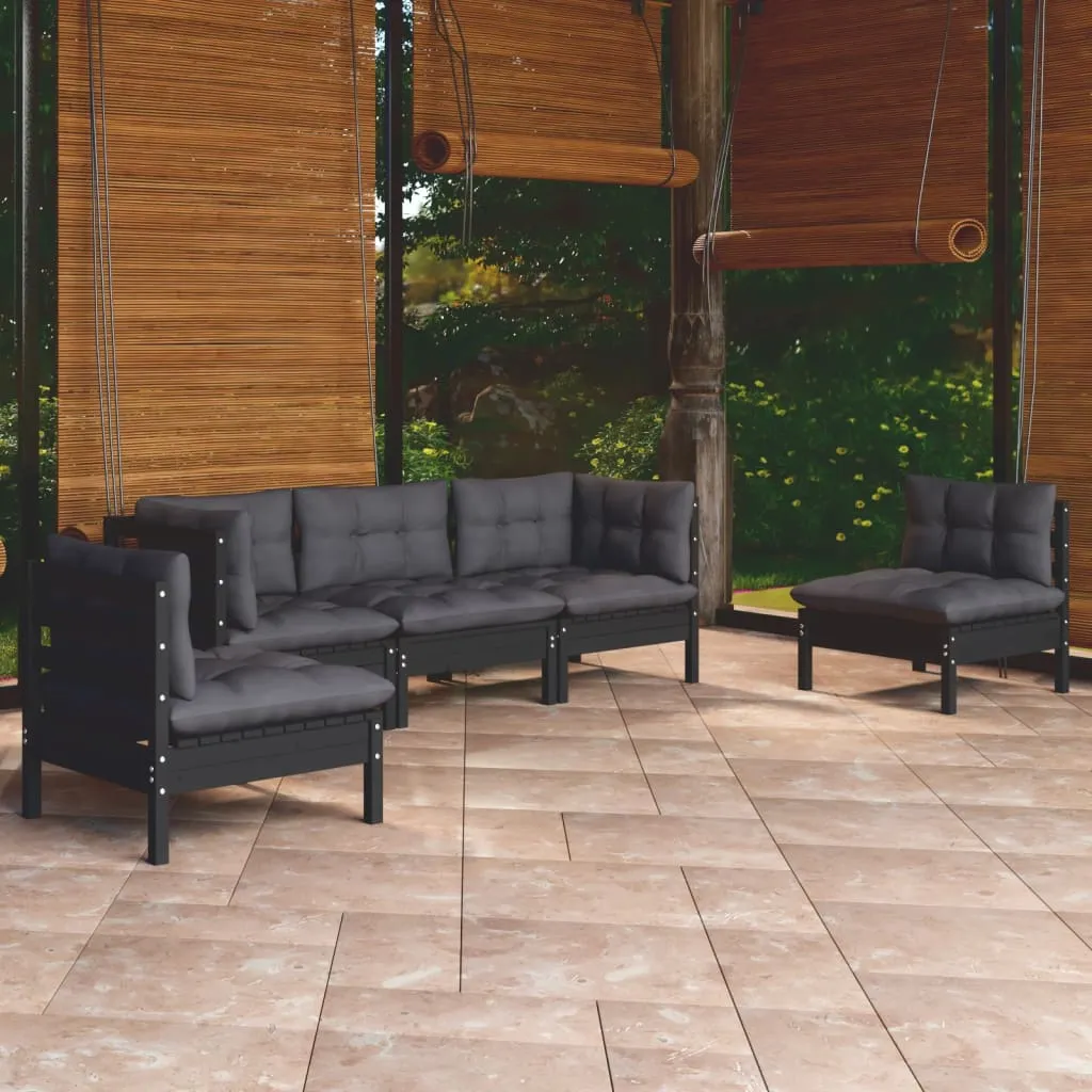 vidaXL Set Divani da Giardino 5 pz con Cuscini Legno Massello di Pino