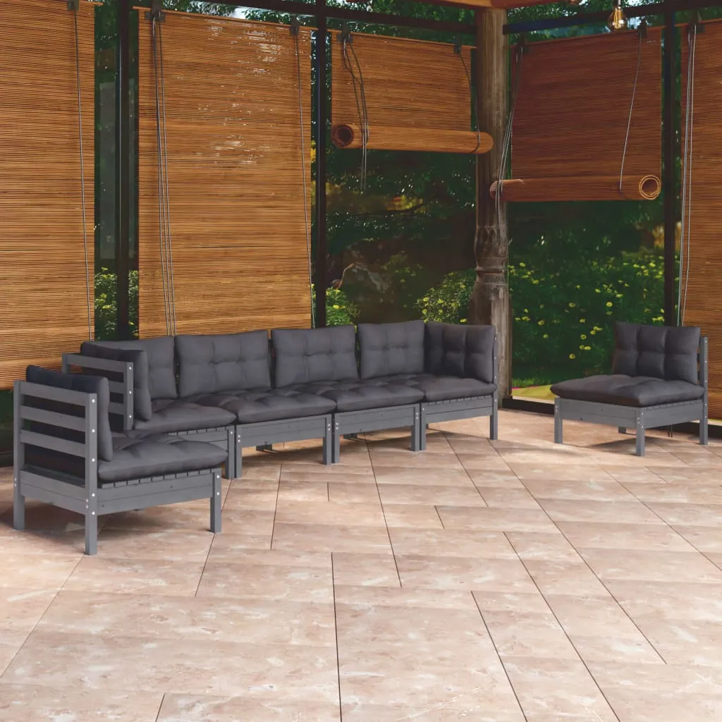 vidaXL Set Divani da Giardino 6 pz con Cuscini Legno Massello di Pino