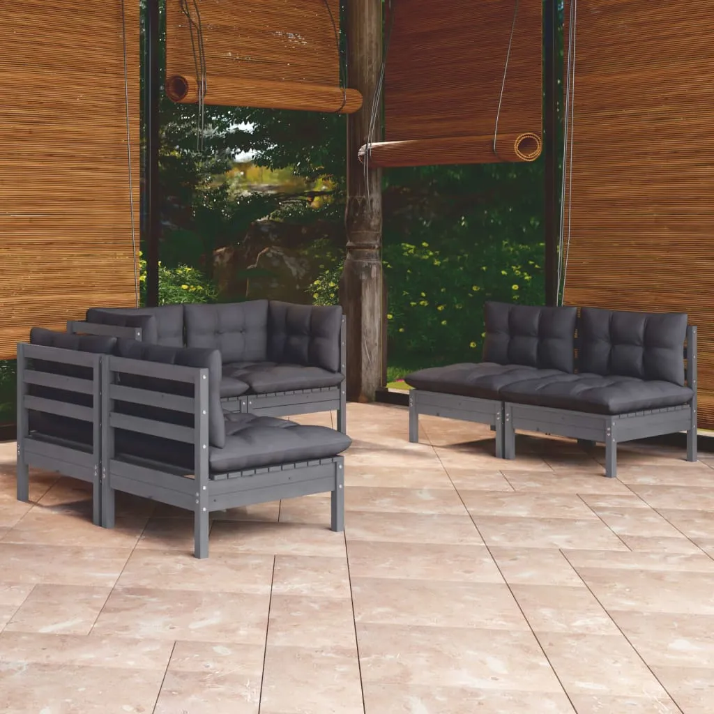 vidaXL Set Divani da Giardino 6 pz con Cuscini Legno Massello di Pino