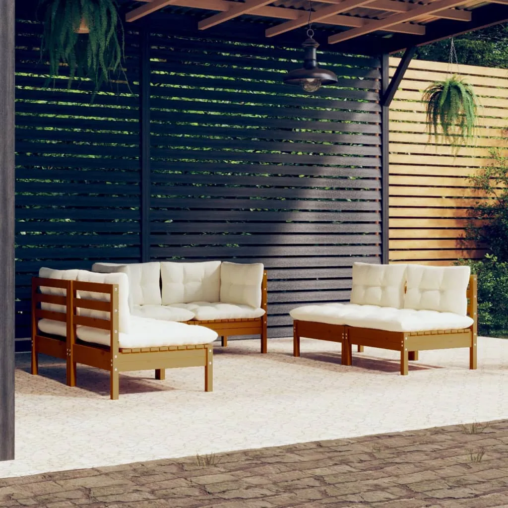 vidaXL Set Divani da Giardino 6 pz con Cuscini Legno Massello di Pino