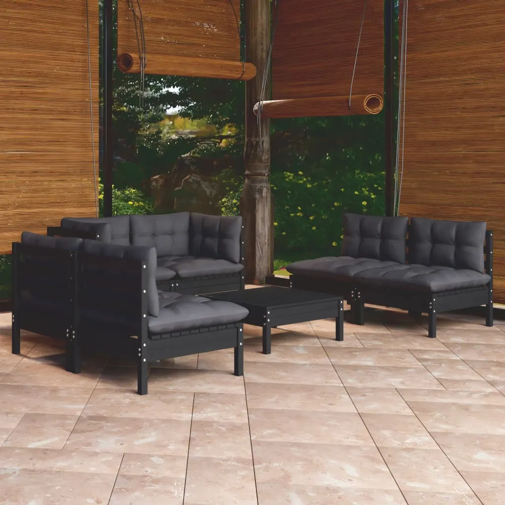 vidaXL Set Divani da Giardino 7 pz con Cuscini Legno Massello di Pino