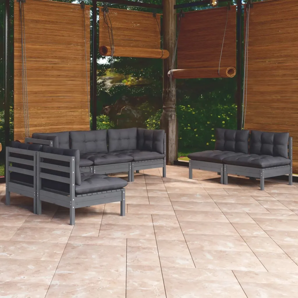 vidaXL Set Divani da Giardino 7 pz con Cuscini Legno Massello di Pino