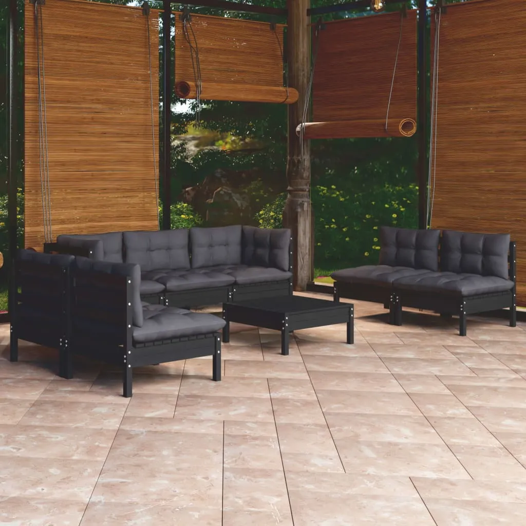 vidaXL Set Divani da Giardino 8 pz con Cuscini Legno Massello di Pino