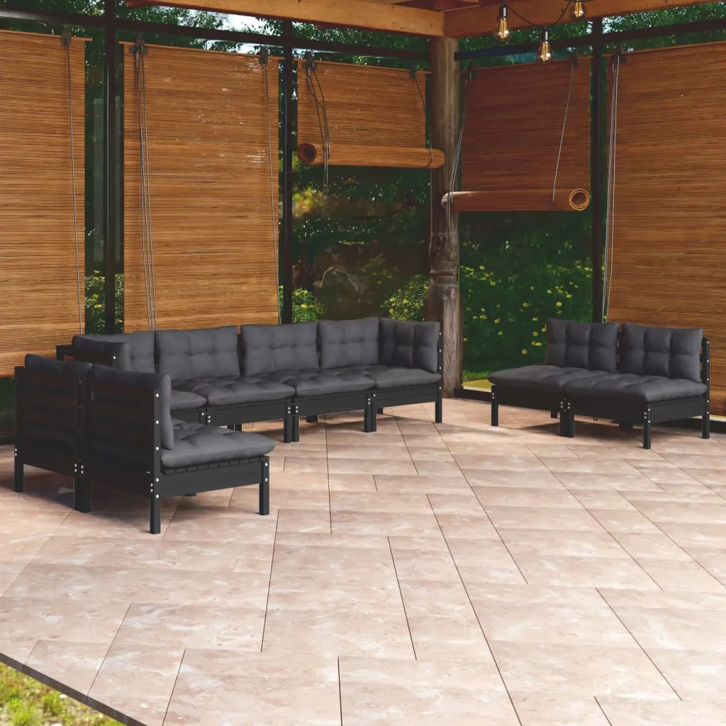 vidaXL Set Divani da Giardino 9 pz con Cuscini Legno Massello di Pino