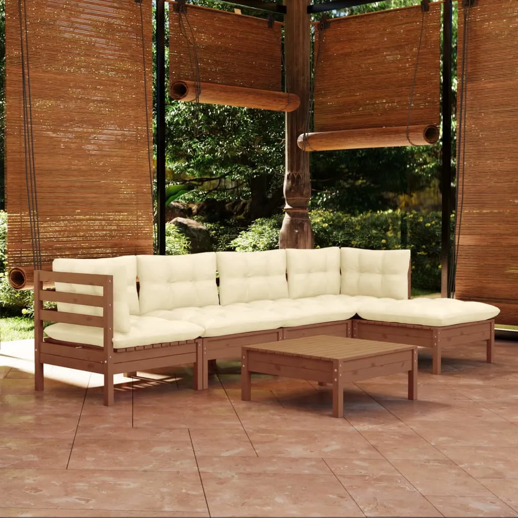 vidaXL Set Divani da Giardino 6 pz con Cuscini Miele Legno di Pino