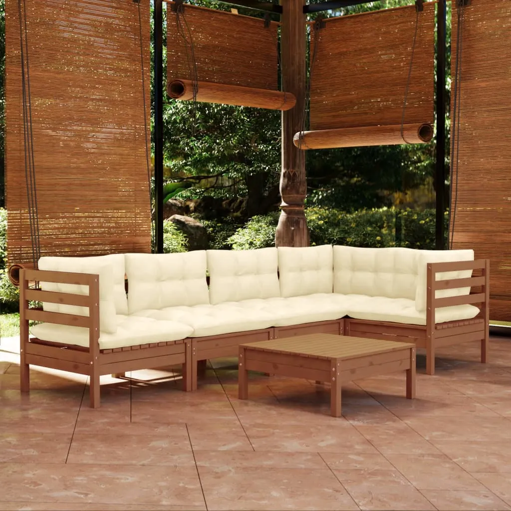 vidaXL Set Divani da Giardino 6 pz con Cuscini Miele Legno di Pino