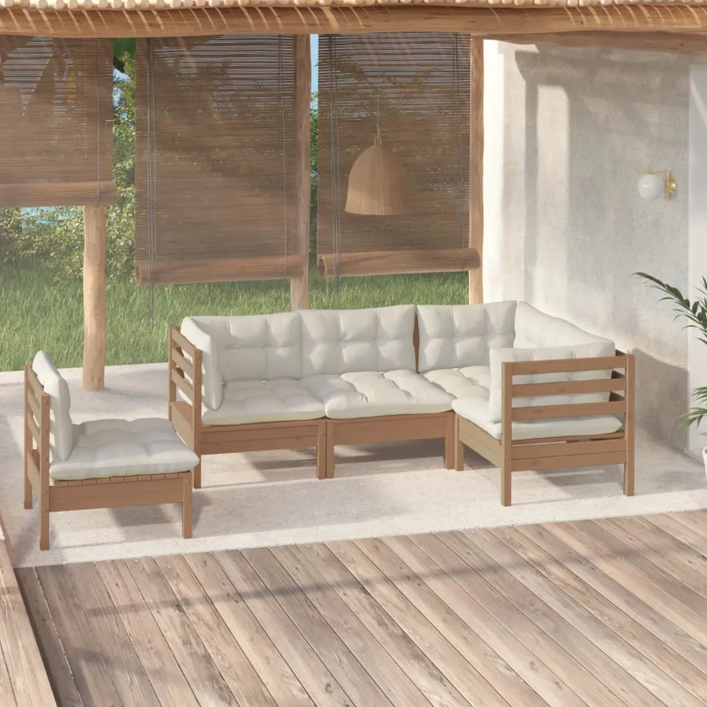 vidaXL Set Divani da Giardino 5 pz con Cuscini Miele Legno di Pino