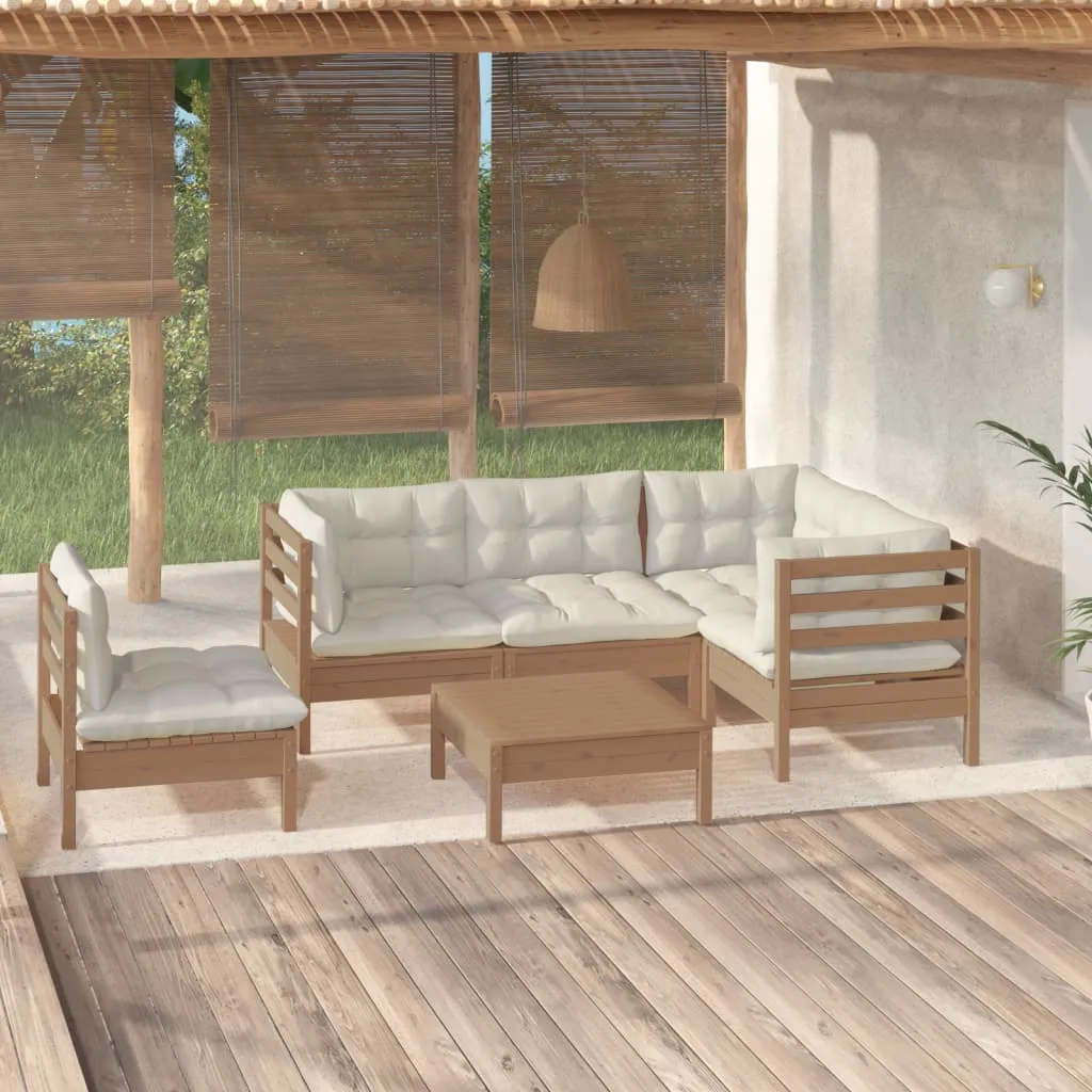 vidaXL Set Divani da Giardino 6 pz con Cuscini Miele Legno di Pino