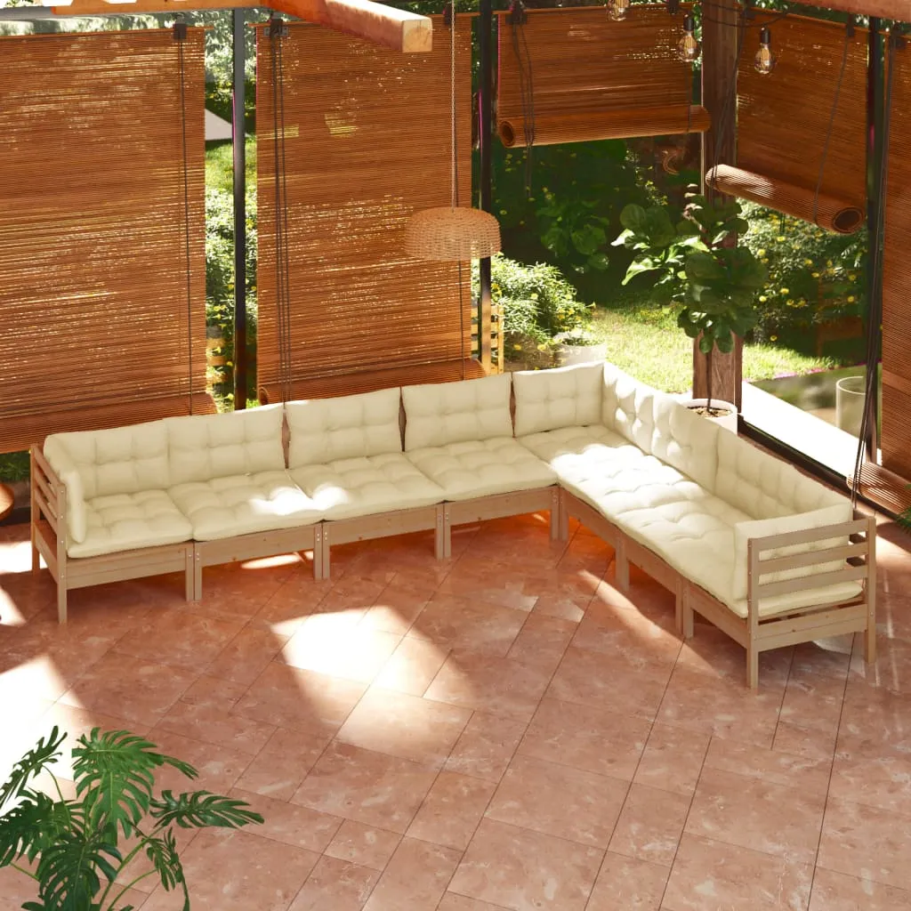 vidaXL Set Divani da Giardino 8 pz con Cuscini Miele Legno di Pino