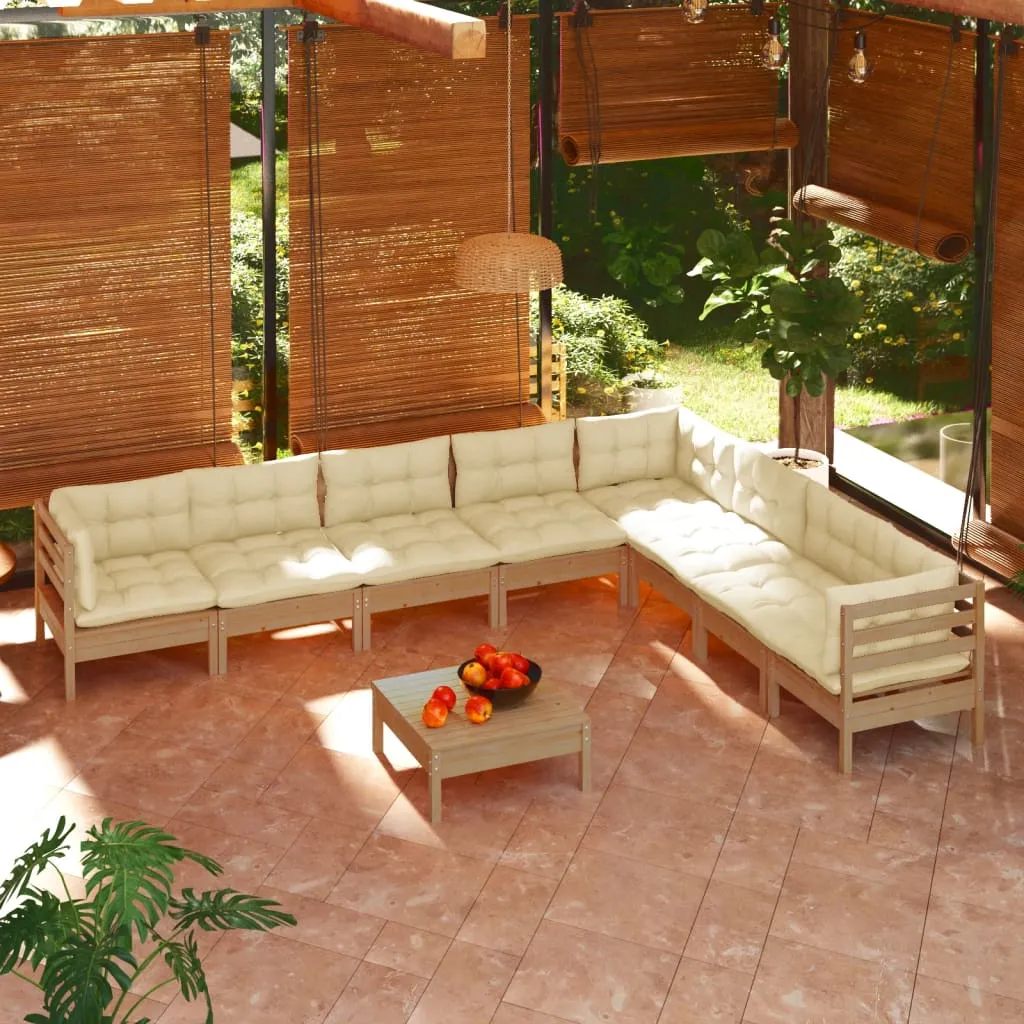 vidaXL Set Divani da Giardino 9 pz con Cuscini Miele Legno di Pino