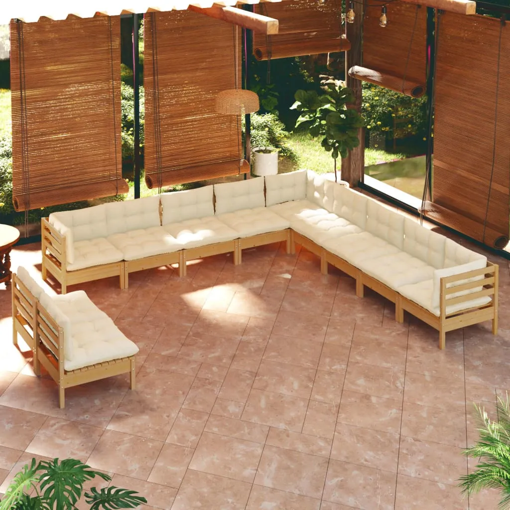 vidaXL Set Divani da Giardino 11 pz con Cuscini Miele Legno di Pino