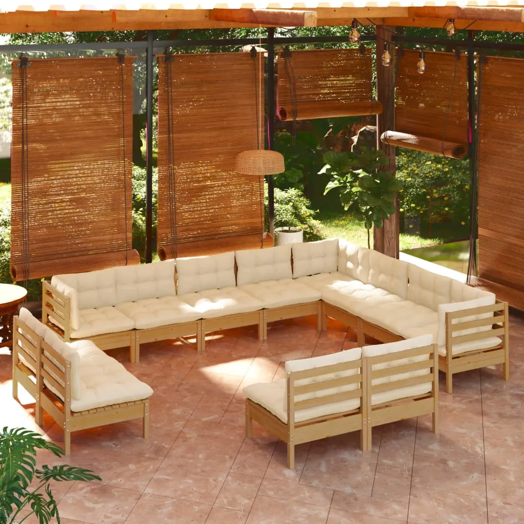 vidaXL Set Divani da Giardino 12 pz con Cuscini Miele Legno di Pino