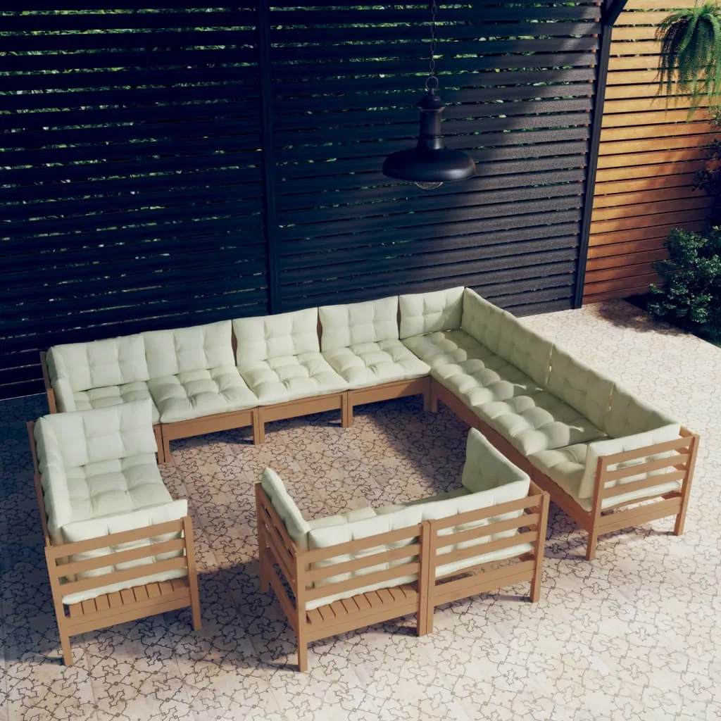 vidaXL Set Divani da Giardino 12 pz con Cuscini Miele Legno di Pino