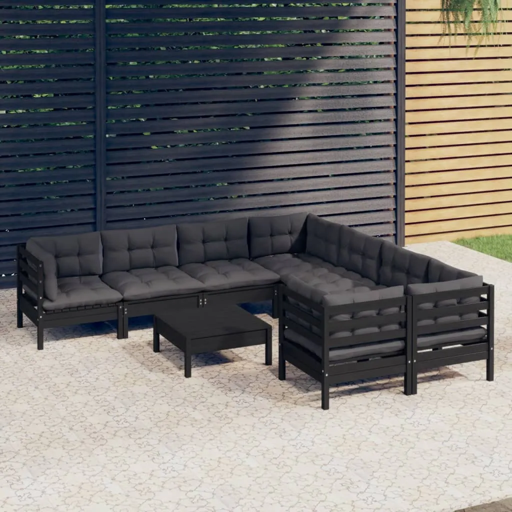 vidaXL Set Divani da Giardino 9 pz con Cuscini Legno Massello di Pino