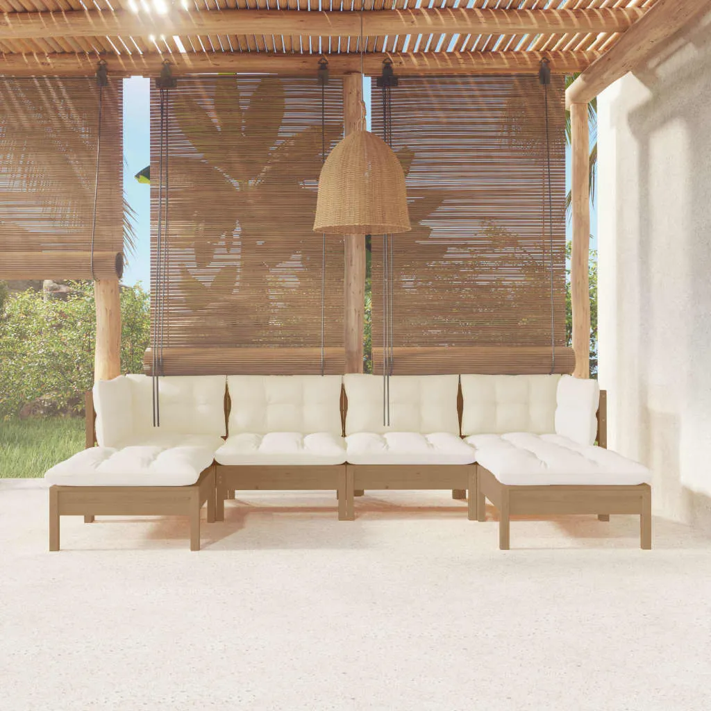 vidaXL Set Divani da Giardino 6 pz con Cuscini Miele Legno di Pino