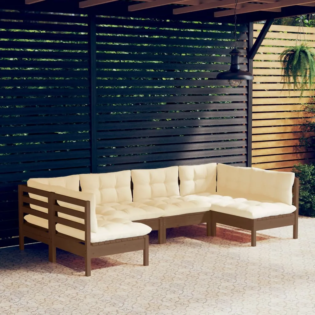 vidaXL Set Divani da Giardino 6 pz con Cuscini Miele Legno di Pino