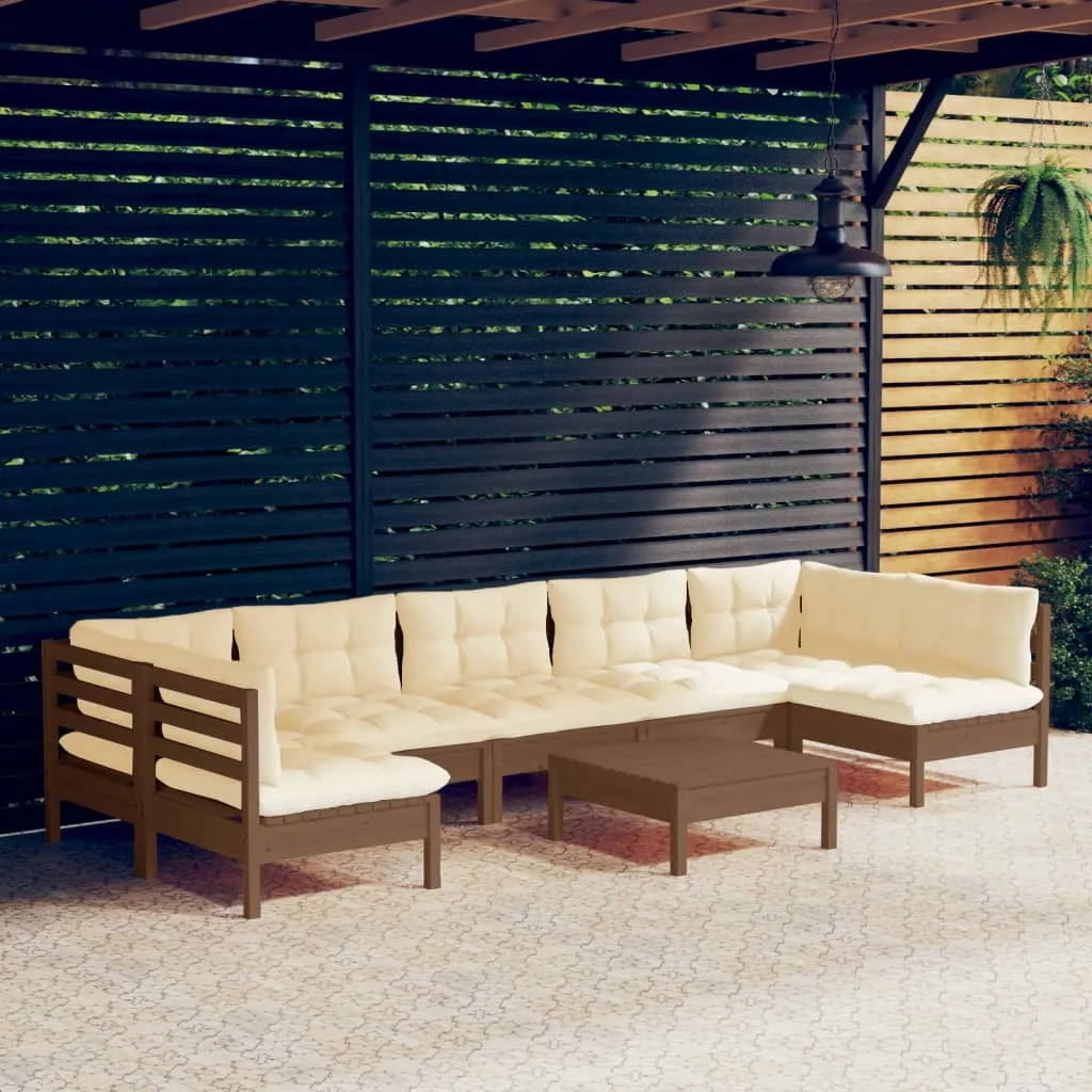 vidaXL Set Divani da Giardino 8 pz con Cuscini Miele Legno di Pino