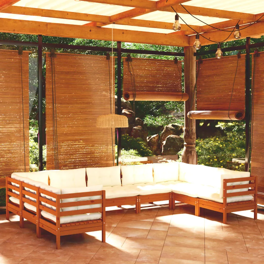 vidaXL Set Divani da Giardino 9 pz con Cuscini Miele Legno di Pino