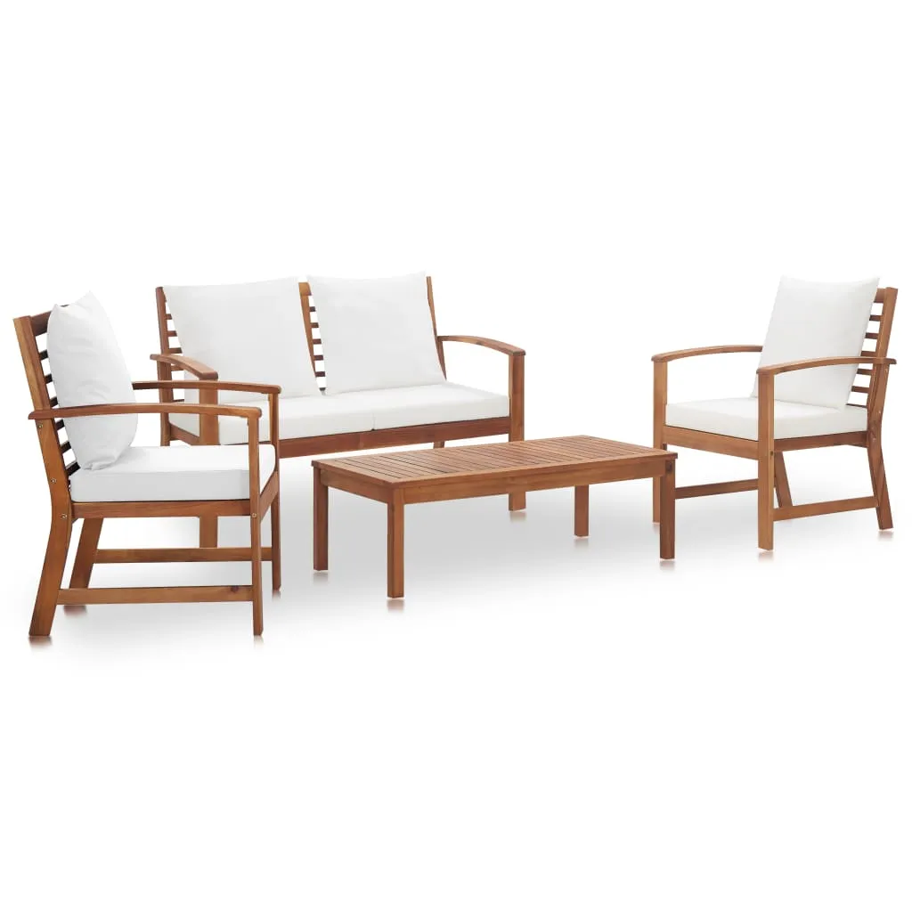 vidaXL Set Salotto da Giardino 4pz con Cuscini Legno Massello Acacia