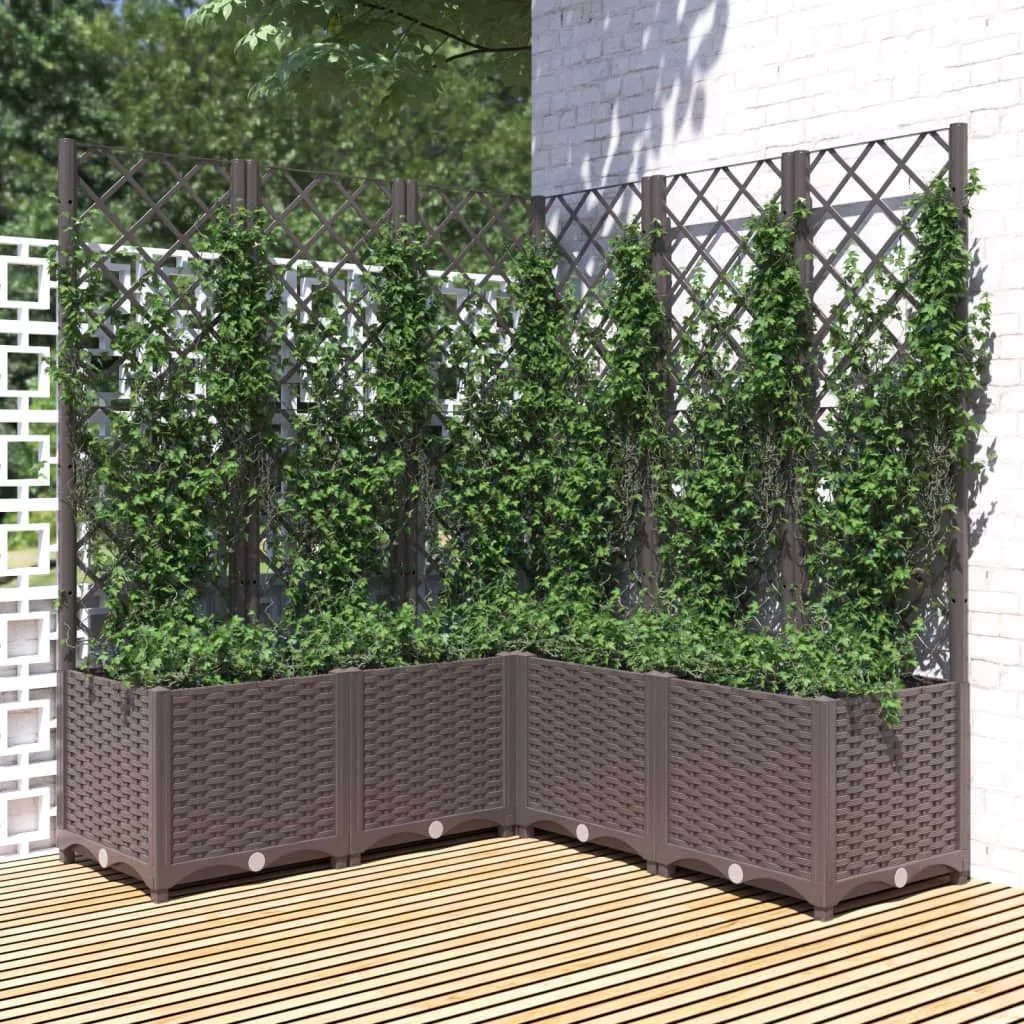 vidaXL Fioriera da Giardino con Graticcio Marrone 120x120x136 cm in PP