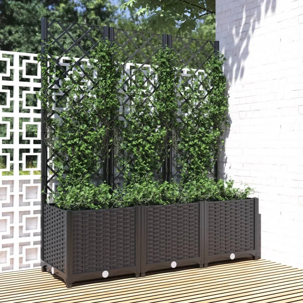 vidaXL Fioriera da Giardino con Graticcio Nero 120x40x136 cm in PP