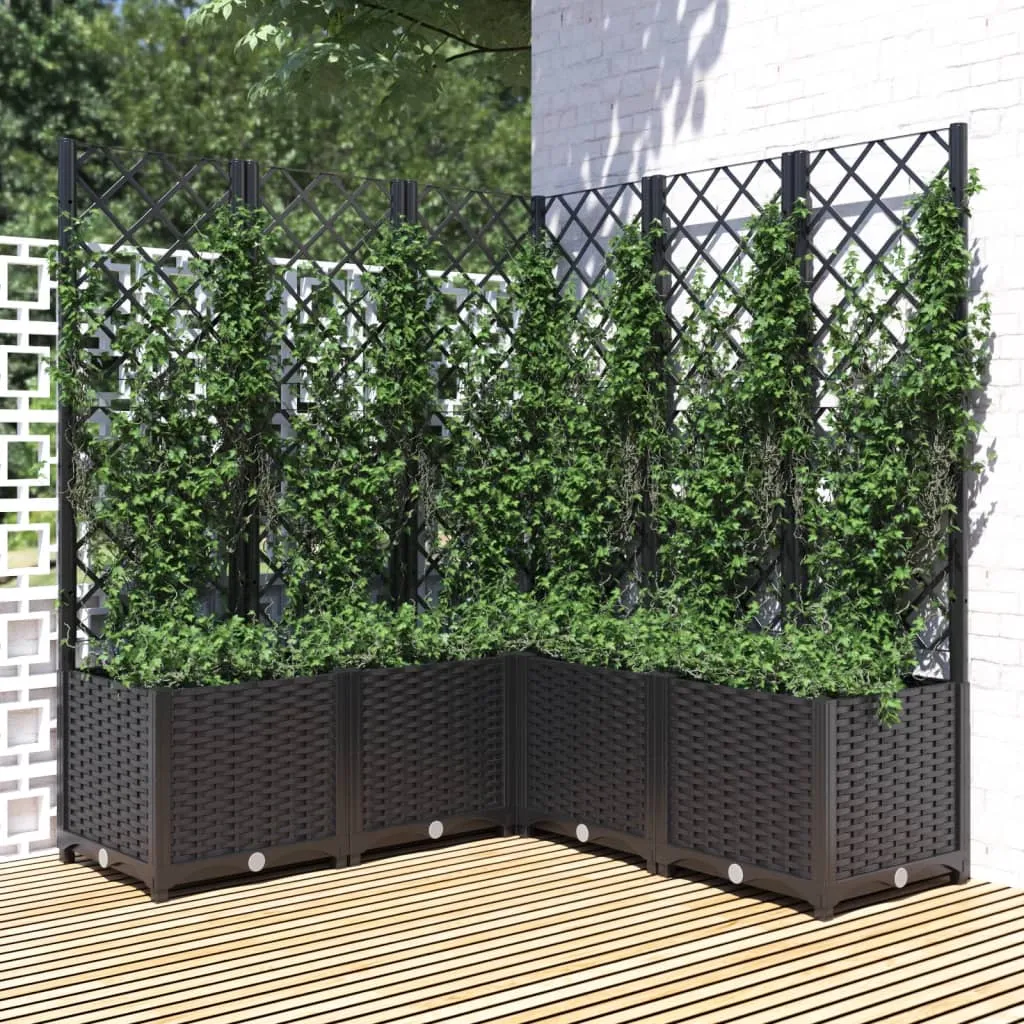 vidaXL Fioriera da Giardino con Graticcio Nero 120x120x136 cm in PP