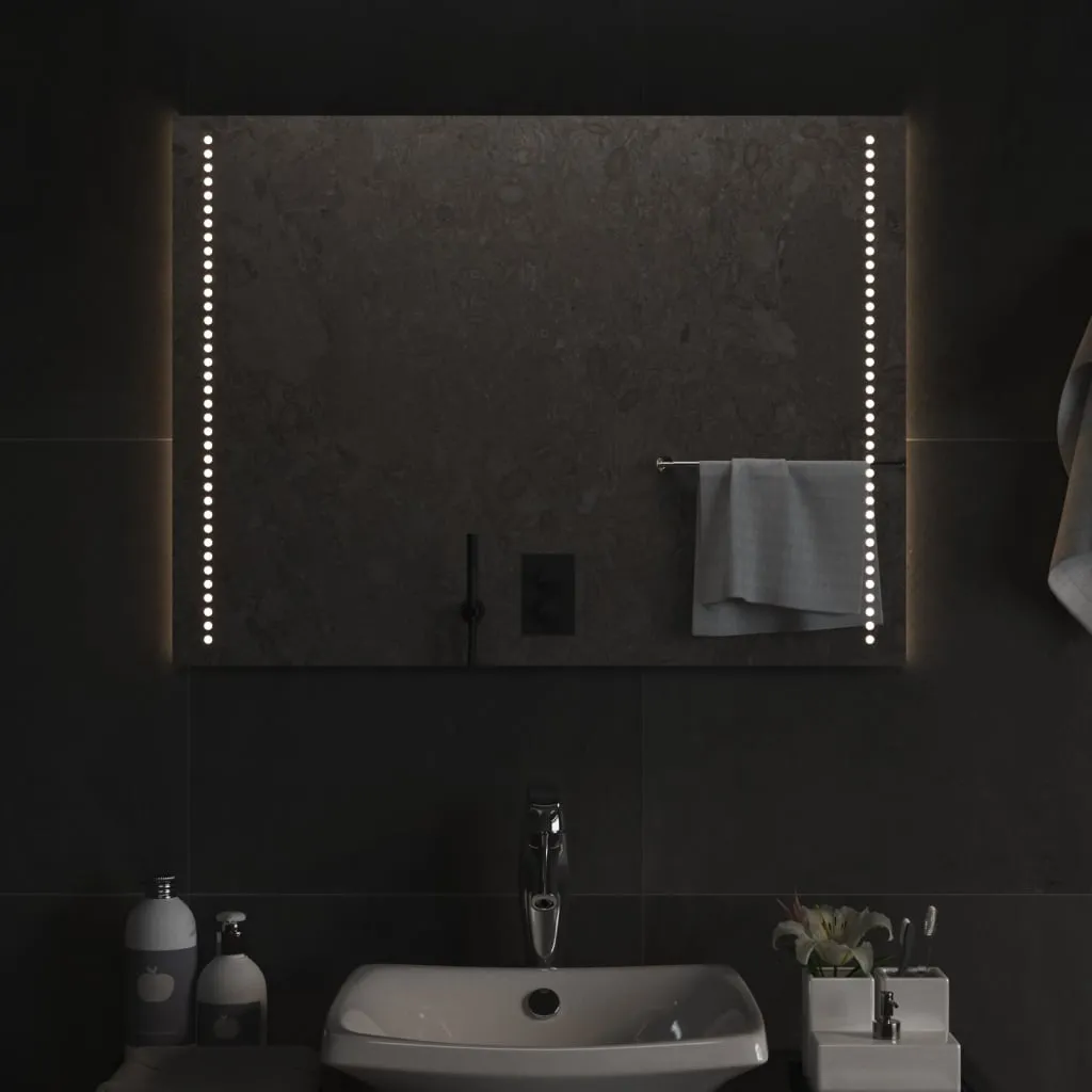 vidaXL Specchio da Bagno con Luci LED 80x60 cm