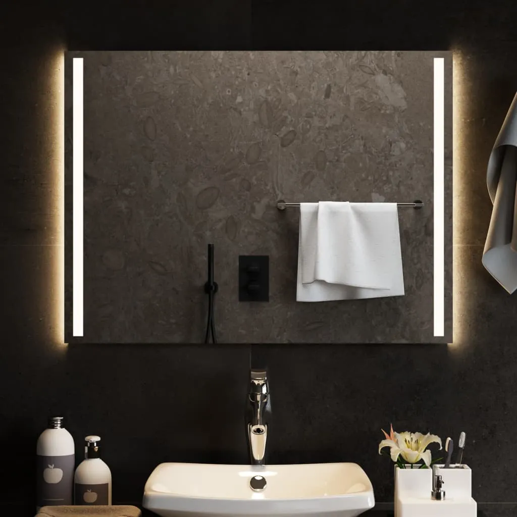 vidaXL Specchio da Bagno con Luci LED 80x60 cm