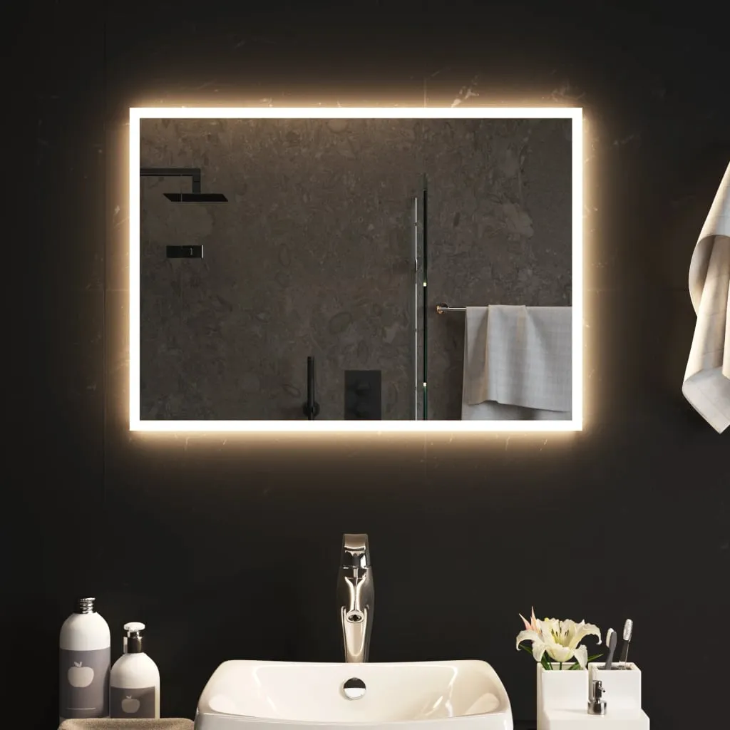 vidaXL Specchio da Bagno con Luci LED 70x50 cm