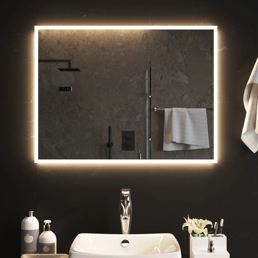 vidaXL Specchio da Bagno con Luci LED 80x60 cm