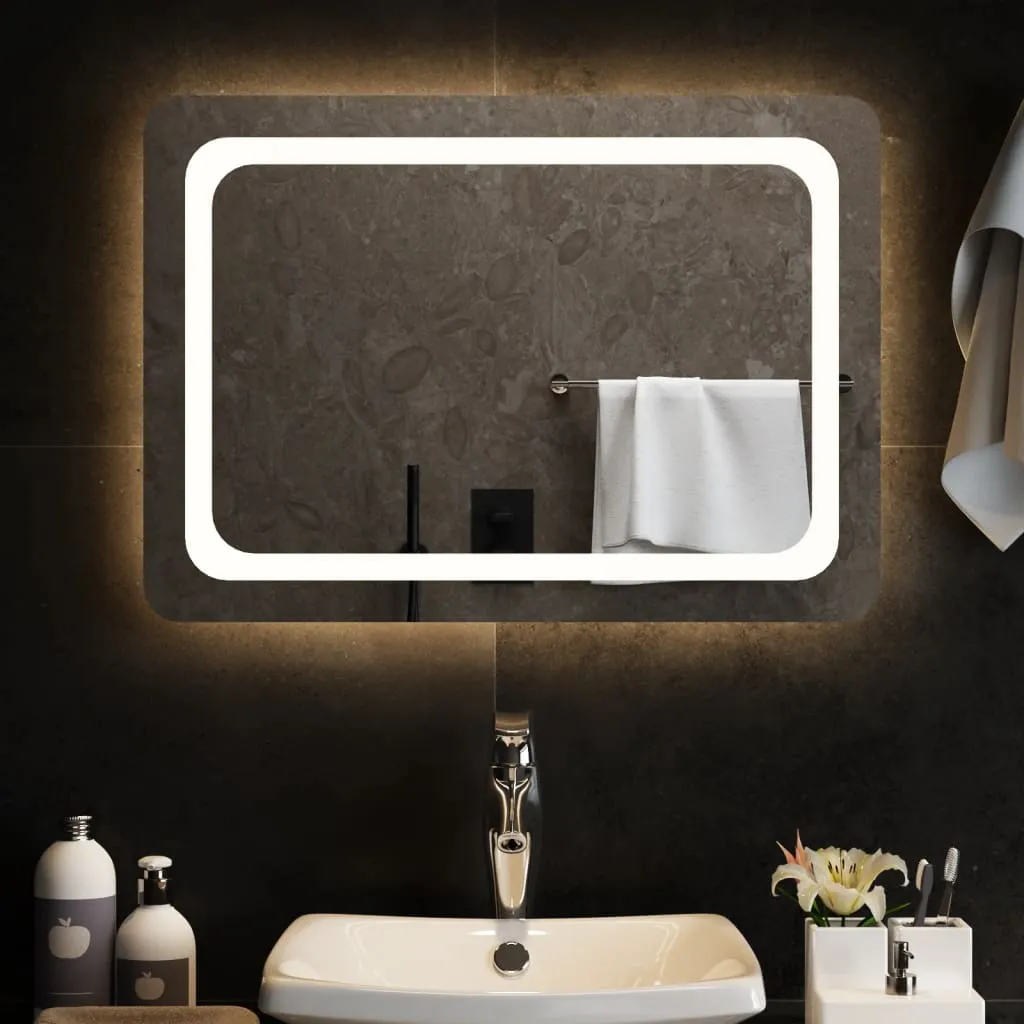 vidaXL Specchio da Bagno con Luci LED 70x50 cm