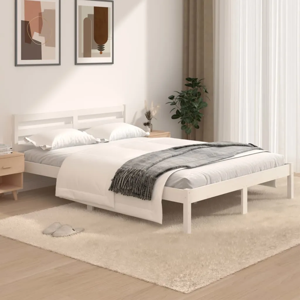 vidaXL Giroletto Bianco Legno Massello di Pino 120x190cm Small Double