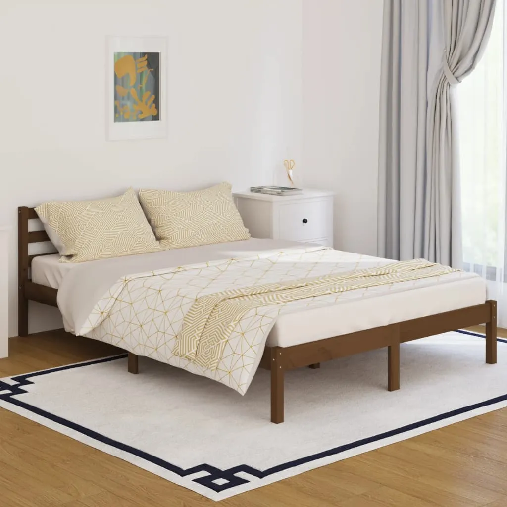 vidaXL Telaio Letto in Legno Massello di Pino 140x200 cm Marrone Miele