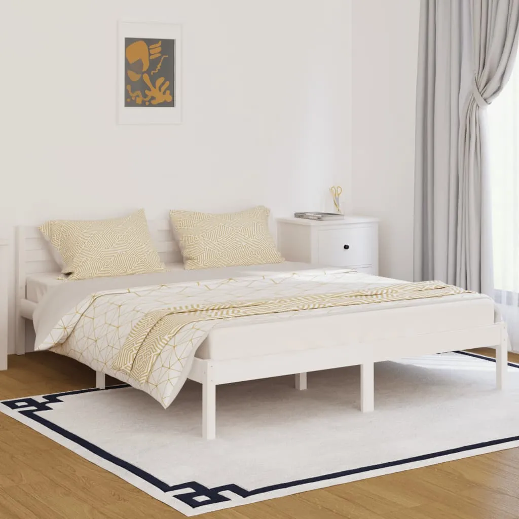 vidaXL Giroletto in Legno Massello di Pino 160x200 cm Bianco