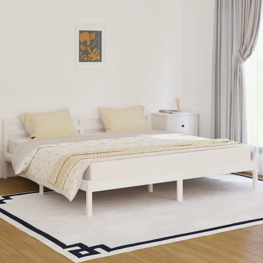 vidaXL Giroletto in Legno Massello di Pino 200x200 cm Bianco