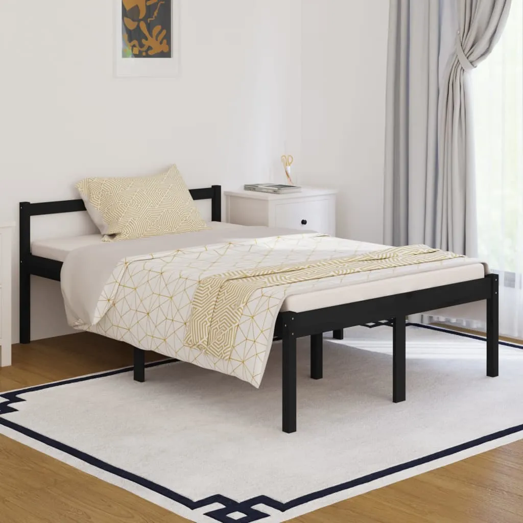 vidaXL Letto per Anziani Nero 120x190 cm Small Double Legno di Pino