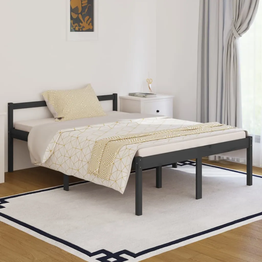 vidaXL Letto per Anziani Grigio 140x190 cm in Legno Massello di Pino