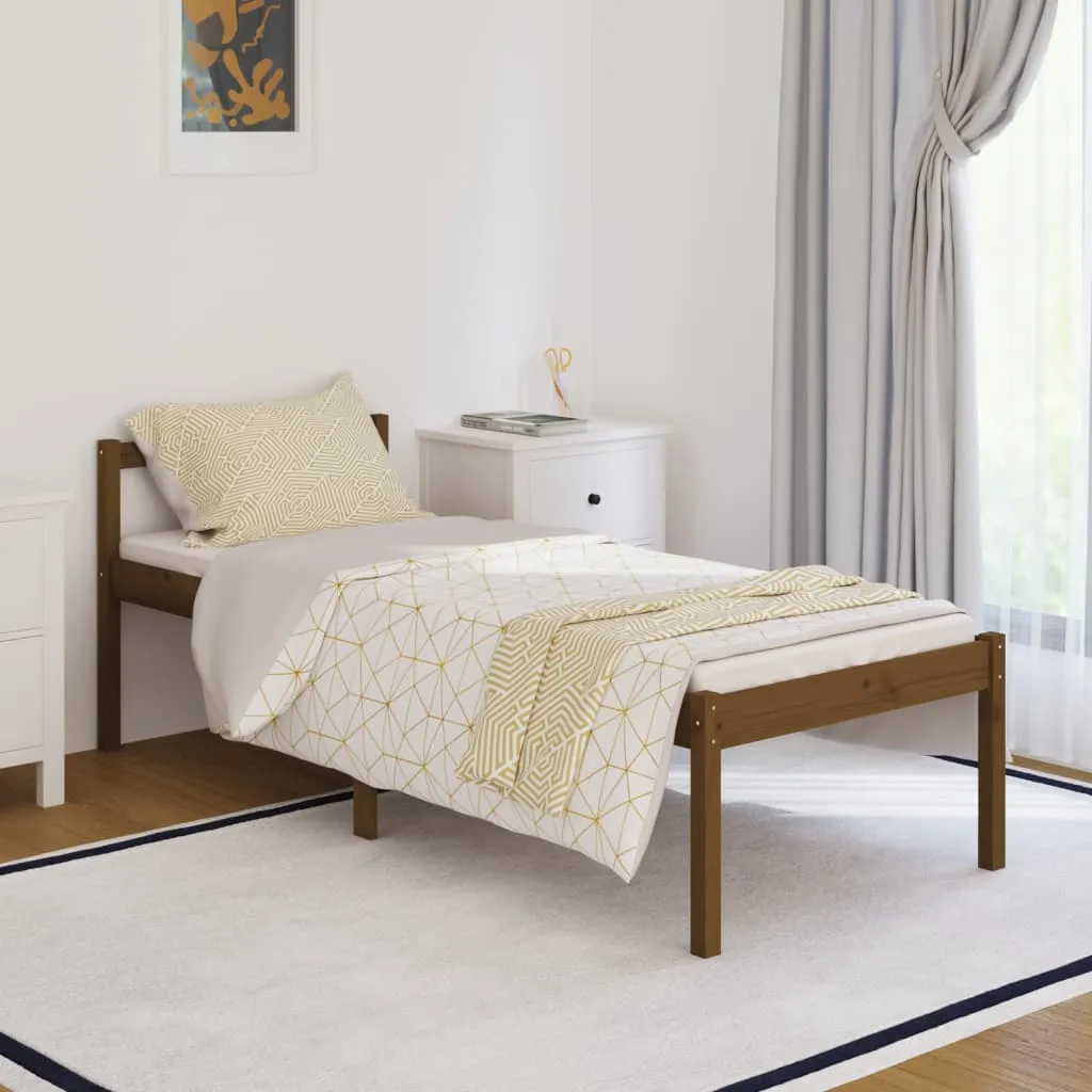 vidaXL Letto per Anziani Miele 90x200 cm in Legno Massello di Pino