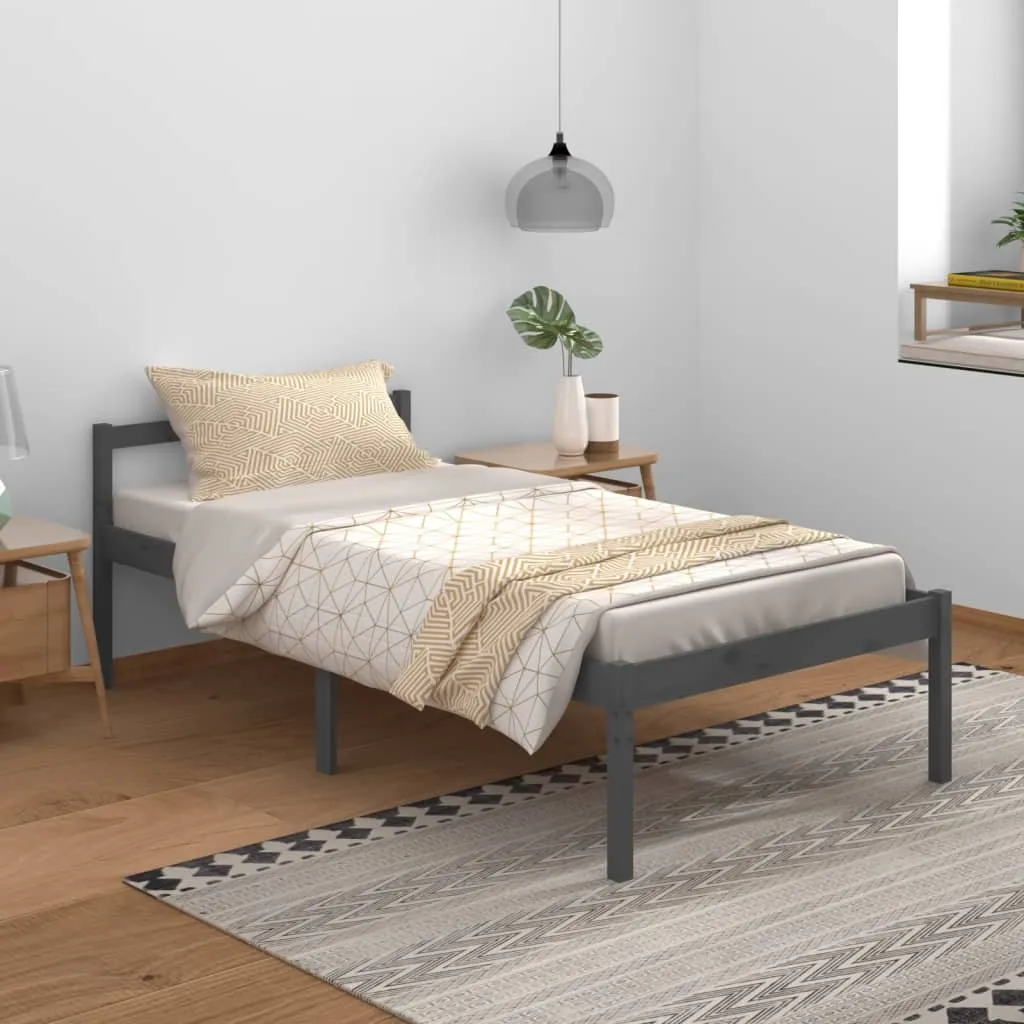 vidaXL Letto per Anziani Grigio 100x200 cm in Legno Massello di Pino