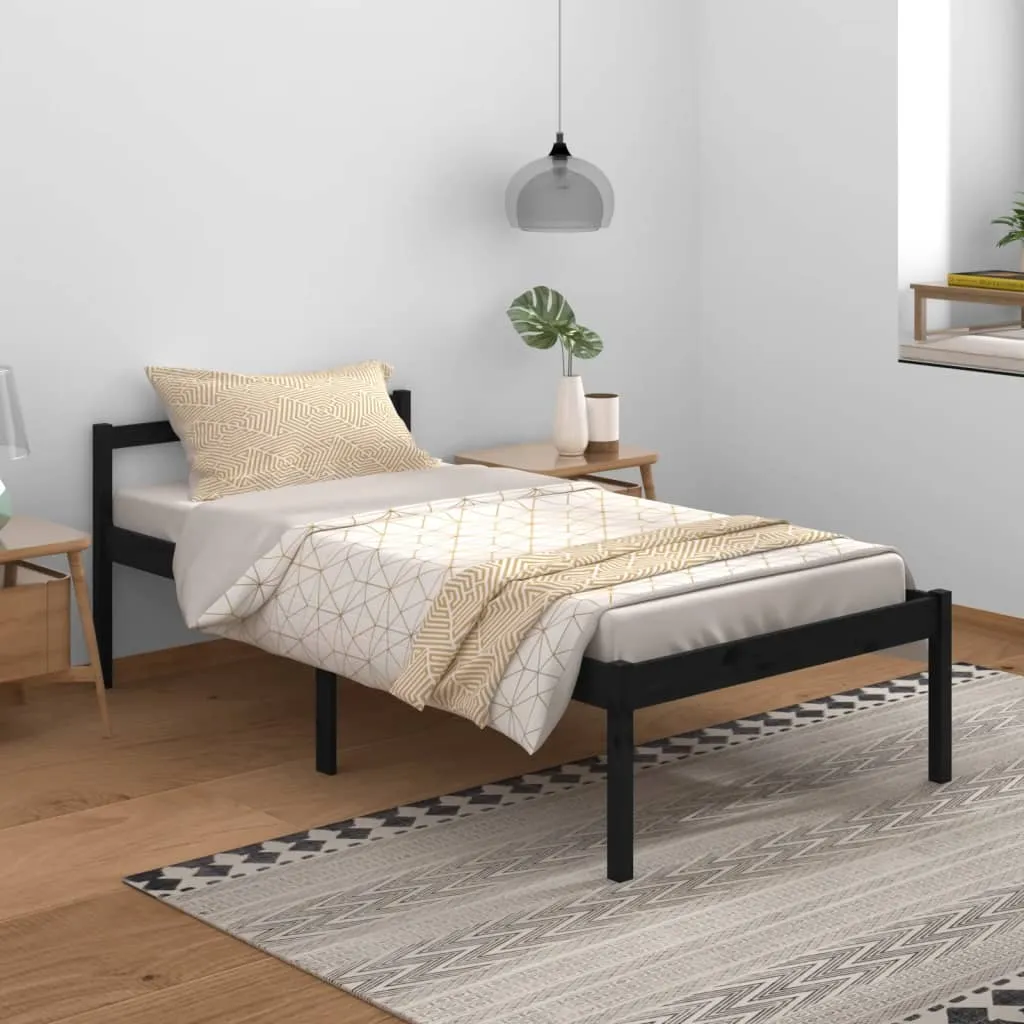 vidaXL Letto per Anziani Nero 100x200 cm in Legno Massello di Pino